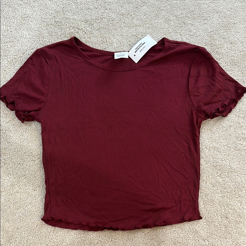 Burgundy Ruffle Hem Top